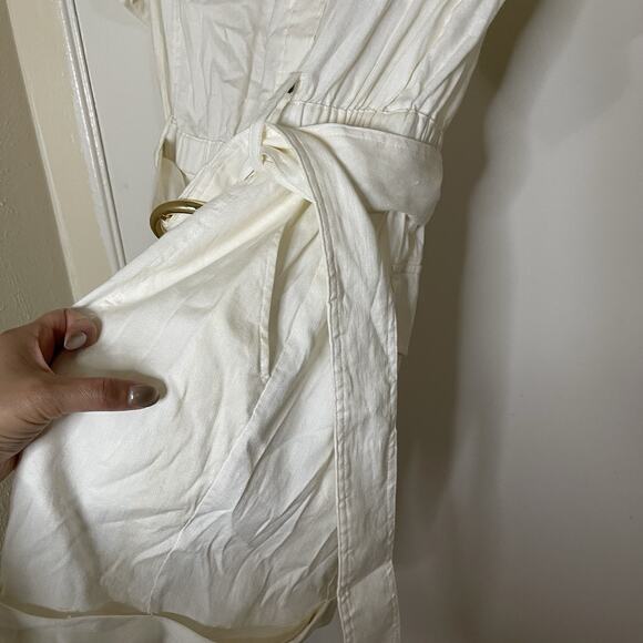 Frame Arie Button-Up Utility Romper Shortall Jumpsuit Ivory Blanc Large $478 - Picture 6 of 9